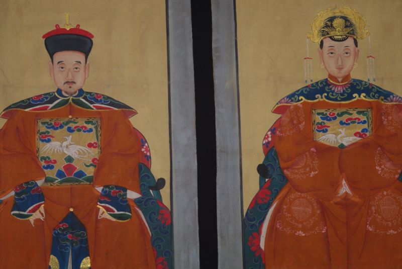 Ahnenpaare und Kaiser Chinesische Malerei Orange 2