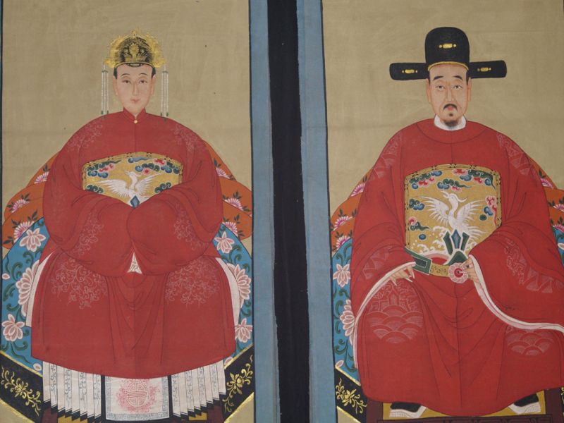 Ahnenpaare und Kaiser Chinesische Malerei Rot 2