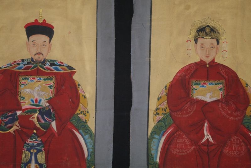 Ahnenpaare und Kaiser Chinesische Malerei Rot 2