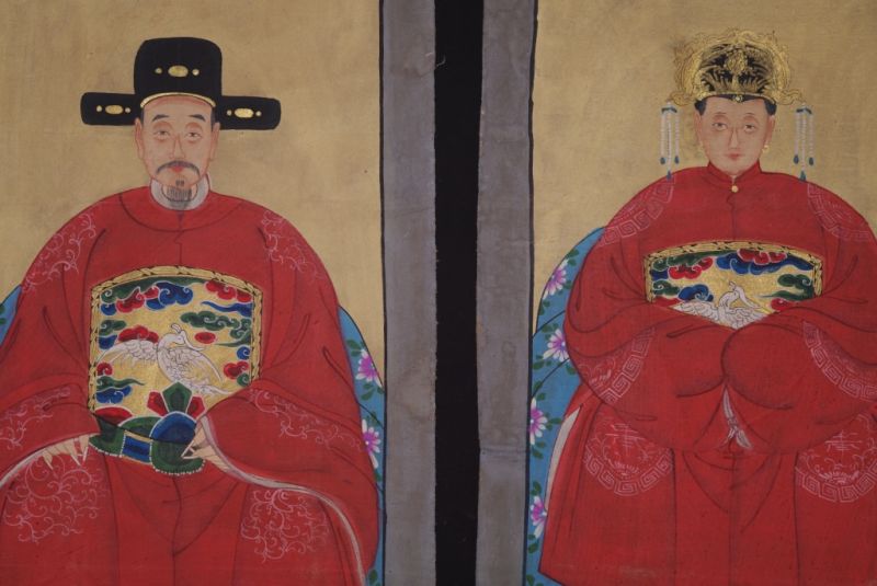 Ahnenpaare und Kaiser Chinesische Malerei Rot 2