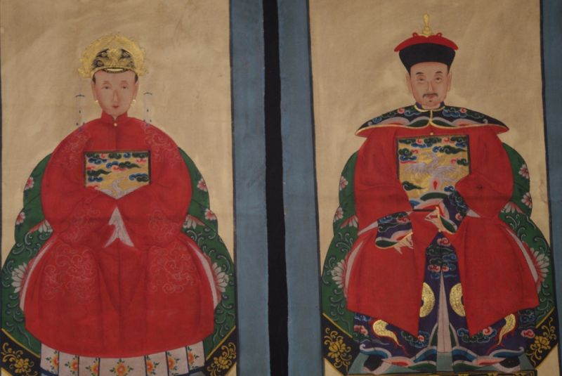 Ahnenpaare und Kaiser Chinesische Malerei Rot 2