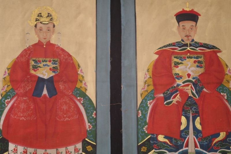 Ahnenpaare und Kaiser Chinesische Malerei Rot 2