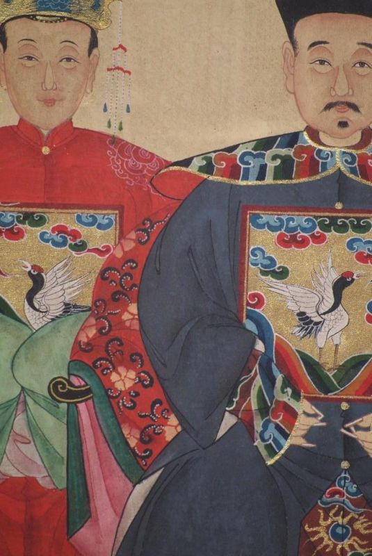 Ahnenpaare und Kaiser Chinesische Malerei Rot und Grau 3