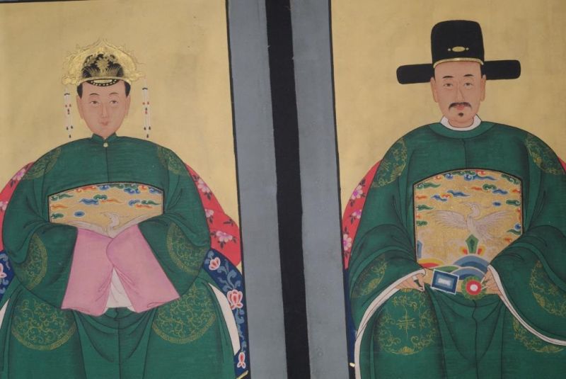 Ahnenpaare und Kaiser Chinesische Malerei Smaragdgrün 2