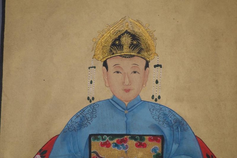 Ahnenpaare und Kaiser Ming Chinesische Malerei Blau 3