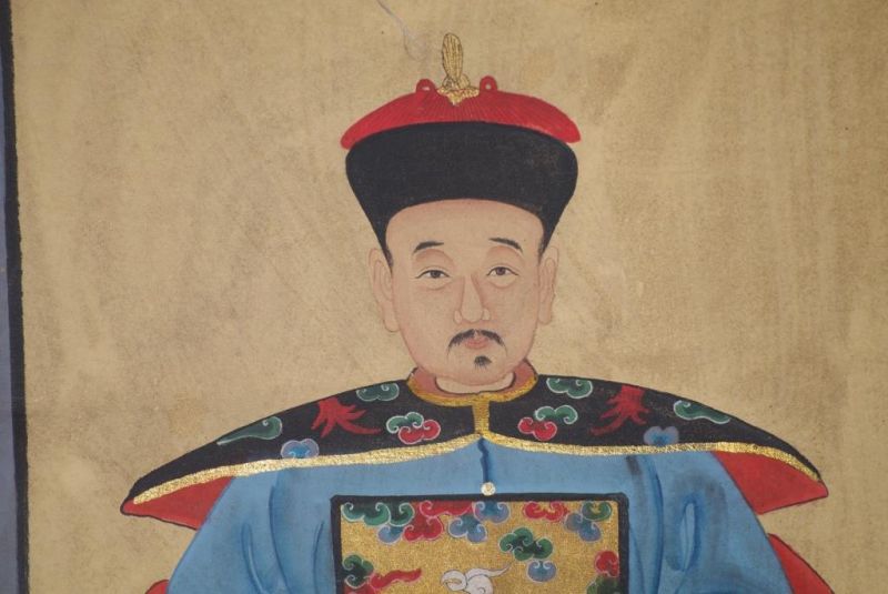 Ahnenpaare und Kaiser Ming Chinesische Malerei Blau 4