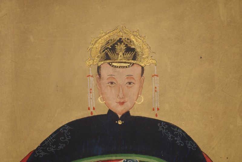 Ahnenpaare und Kaiser Ming Chinesische Malerei Blau 3