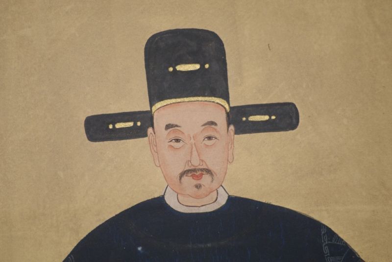 Ahnenpaare und Kaiser Ming Chinesische Malerei Blau 4