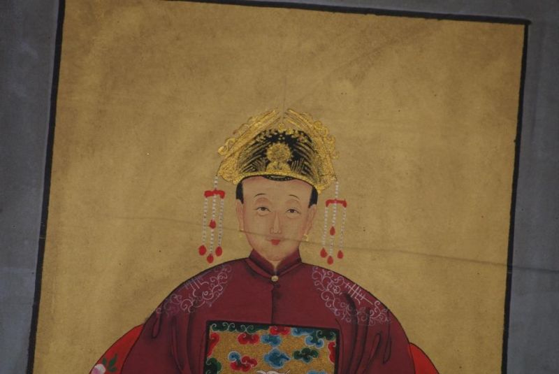 Ahnenpaare und Kaiser Ming Chinesische Malerei Bordeauxrot 3