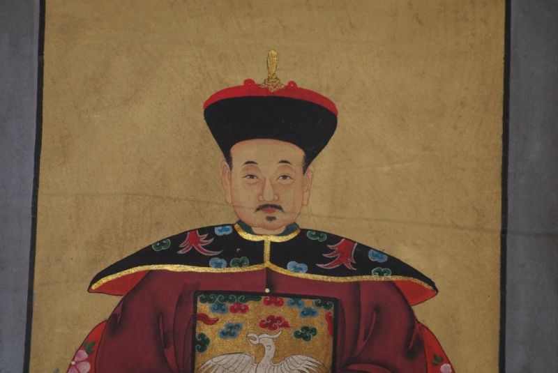 Ahnenpaare und Kaiser Ming Chinesische Malerei Bordeauxrot 4
