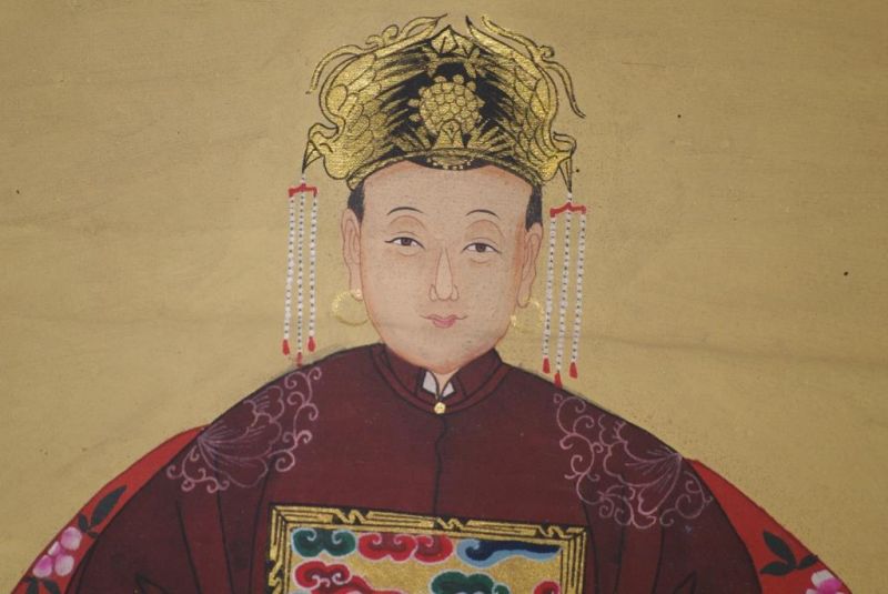 Ahnenpaare und Kaiser Ming Chinesische Malerei Bordeauxrot 3