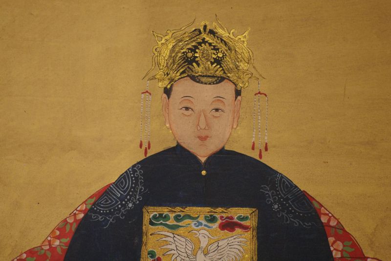 Ahnenpaare und Kaiser Ming Chinesische Malerei Königsblau 3