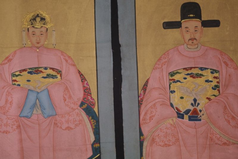Ahnenpaare und Kaiser Ming Chinesische Malerei Rosa 2