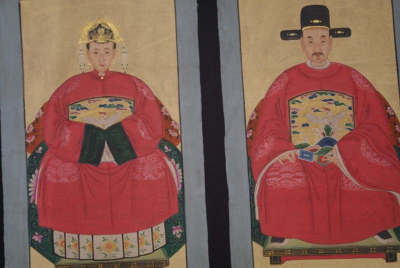 Ahnenpaare und Kaiser Ming Chinesische Malerei Rot 2