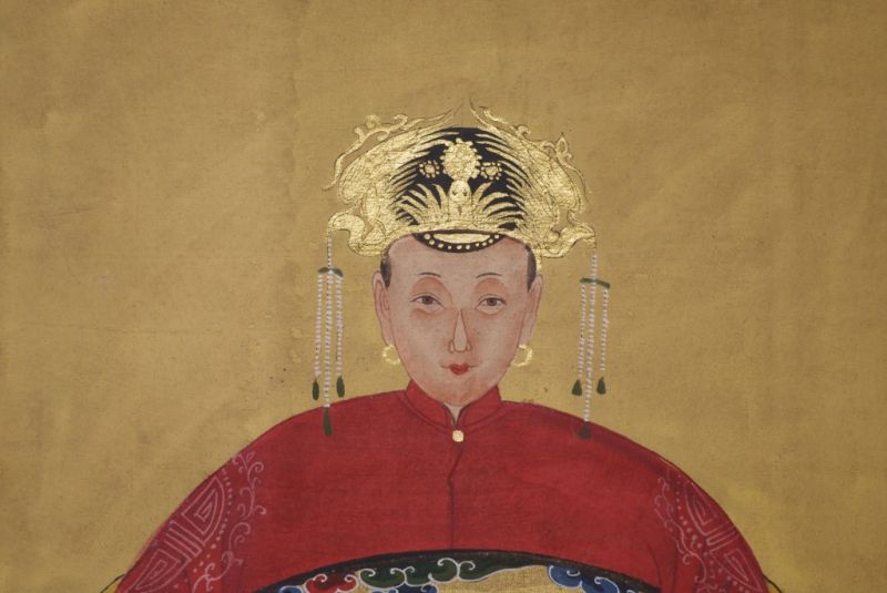 Ahnenpaare und Kaiser Ming Chinesische Malerei Rot 3