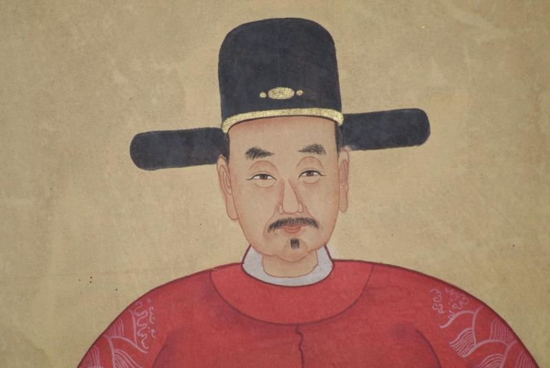 Ahnenpaare und Kaiser Ming Chinesische Malerei Rot 4