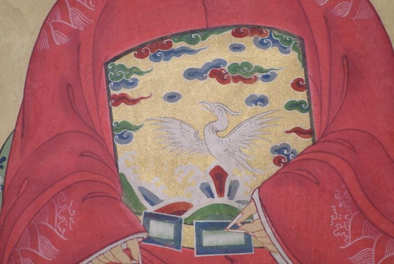 Ahnenpaare und Kaiser Ming Chinesische Malerei Rot 5