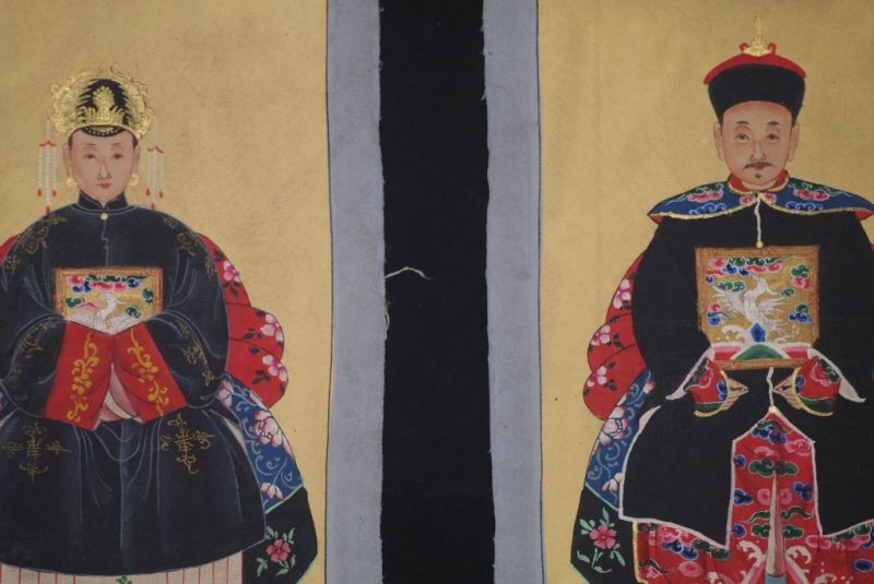 Ahnenpaare und Kaiser Ming Chinesische Malerei Schwarz 2