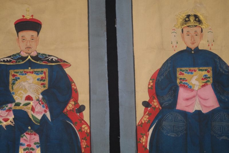 Ahnenverehrung in China Chinesische Malerei Blau 2