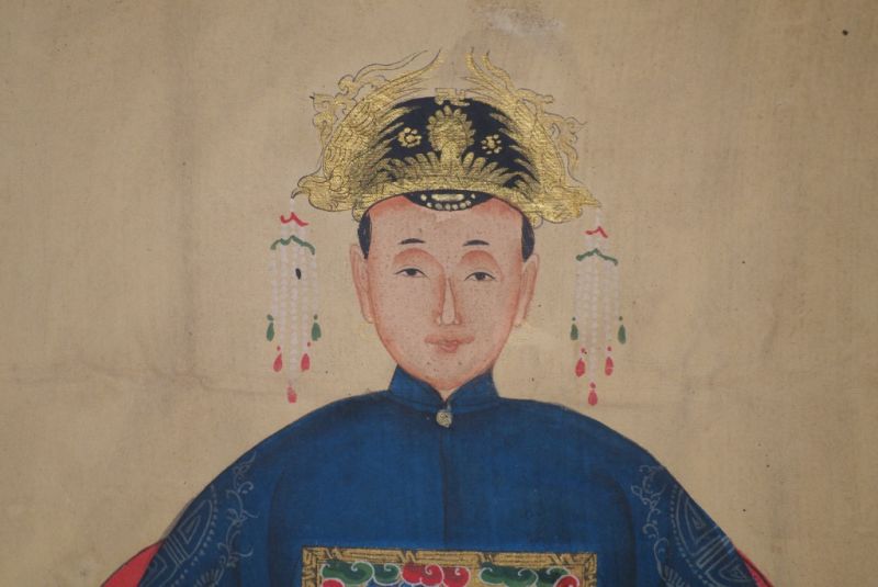 Ahnenverehrung in China Chinesische Malerei Blau 4