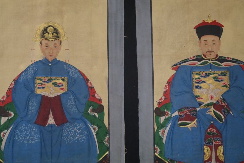Ahnenverehrung in China Chinesische Malerei Blau 2