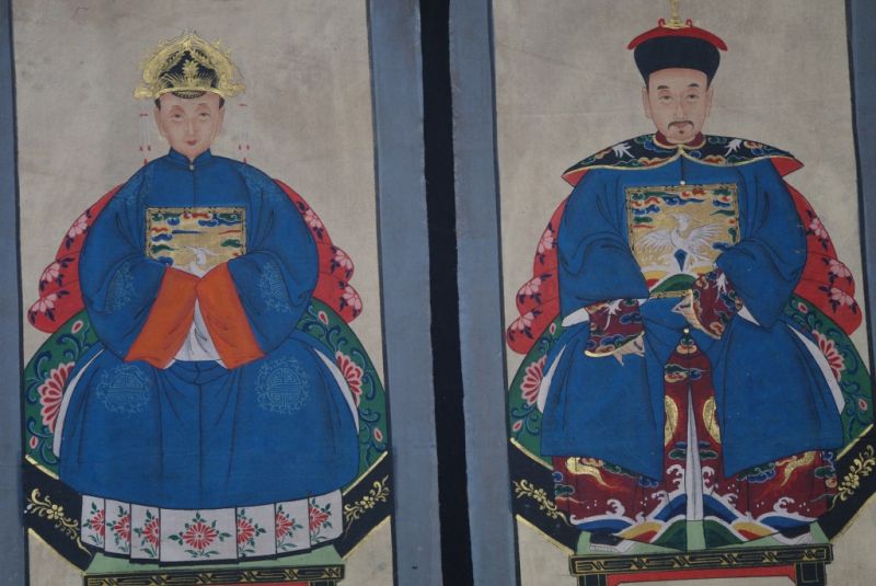 Ahnenverehrung in China Chinesische Malerei Blau 2