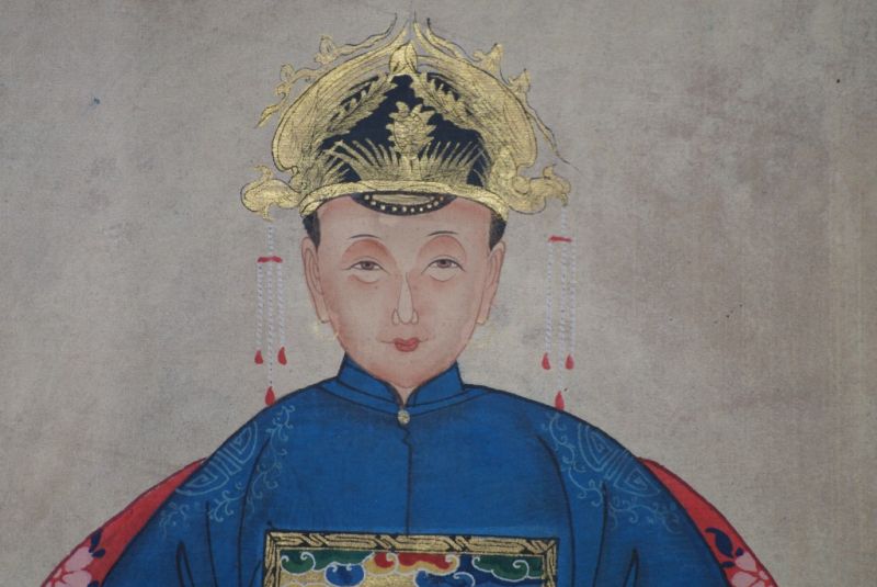Ahnenverehrung in China Chinesische Malerei Blau 3