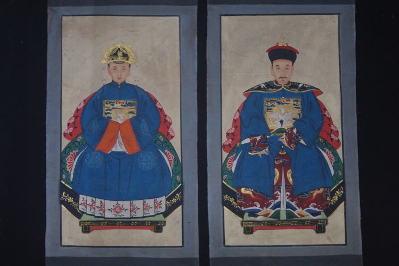 Ahnenverehrung in China Chinesische Malerei Blau 5
