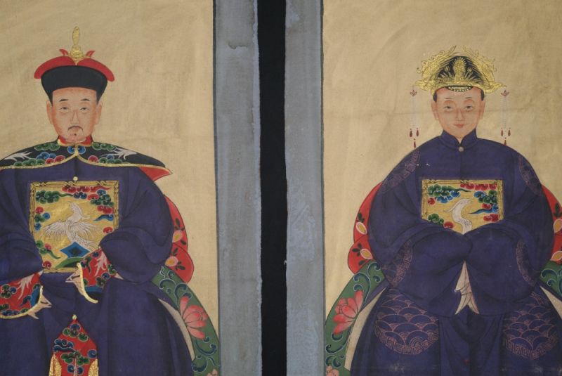 Ahnenverehrung in China Chinesische Malerei Blau Violett 2