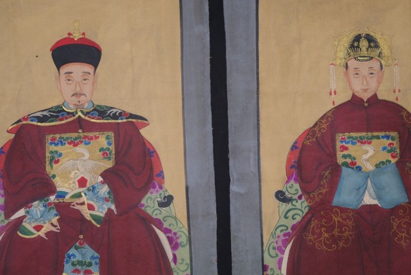Ahnenverehrung in China Chinesische Malerei Bordeauxrot 2