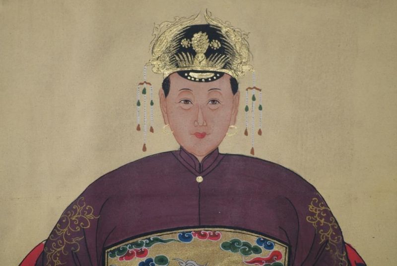Ahnenverehrung in China Chinesische Malerei Bordeauxrot 3