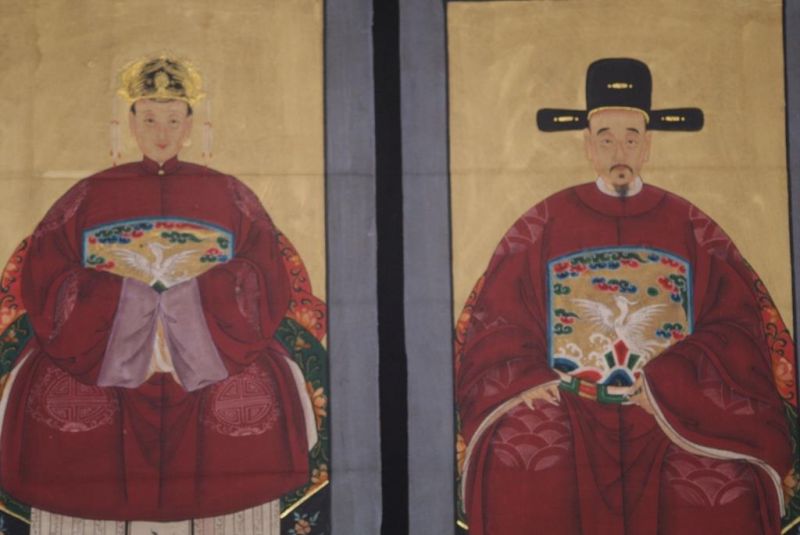Ahnenverehrung in China Chinesische Malerei Dunkelrot 2