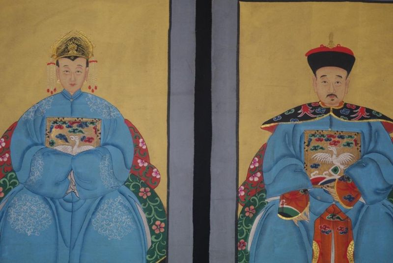 Ahnenverehrung in China Chinesische Malerei Hellblau 2