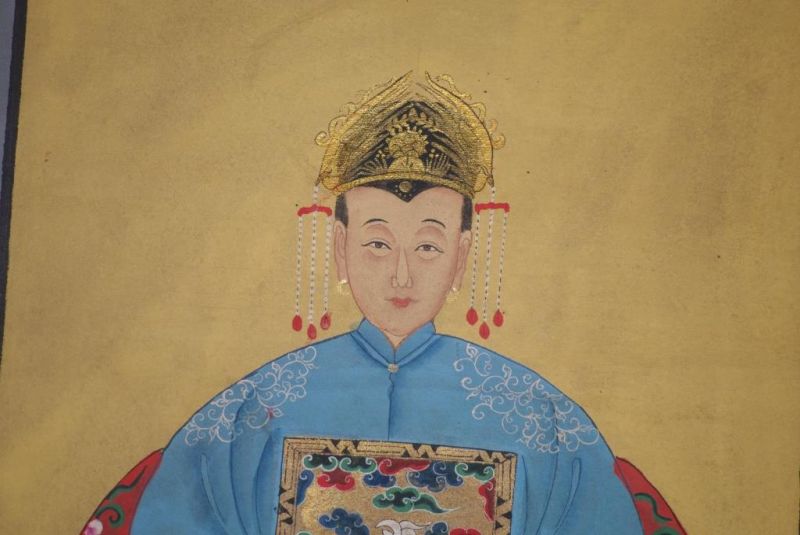 Ahnenverehrung in China Chinesische Malerei Hellblau 3
