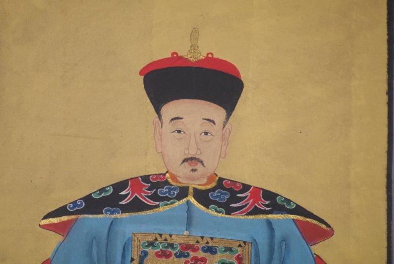 Ahnenverehrung in China Chinesische Malerei Hellblau 4