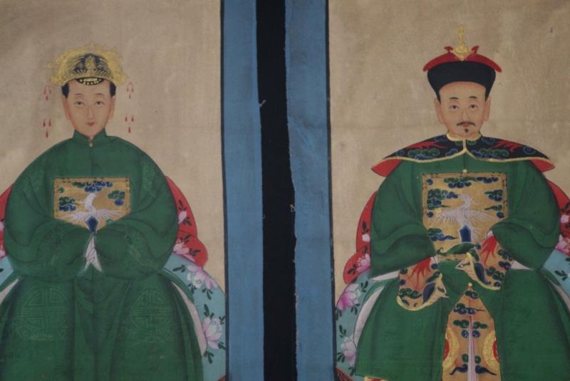 Ahnenverehrung in China Chinesische Malerei Kaiser grün 2