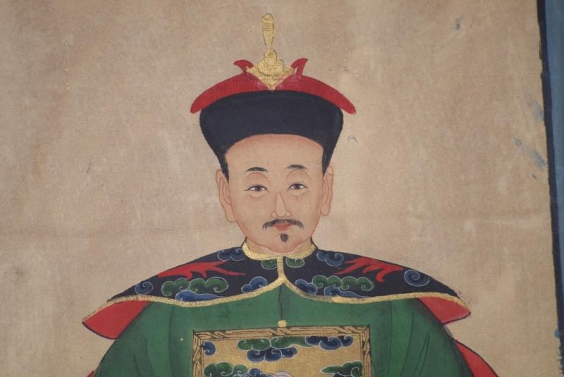 Ahnenverehrung in China Chinesische Malerei Kaiser grün 3