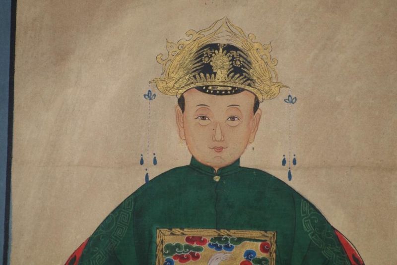 Ahnenverehrung in China Chinesische Malerei Kaiser grün 4