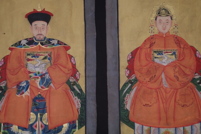 Ahnenverehrung in China Chinesische Malerei Orange 2