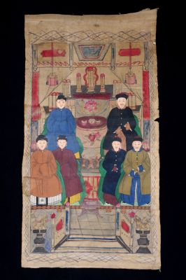 Alte chinesische Ahnen Porträtmalerei - Ahnenbilder - Familie chinesischer Würdenträger