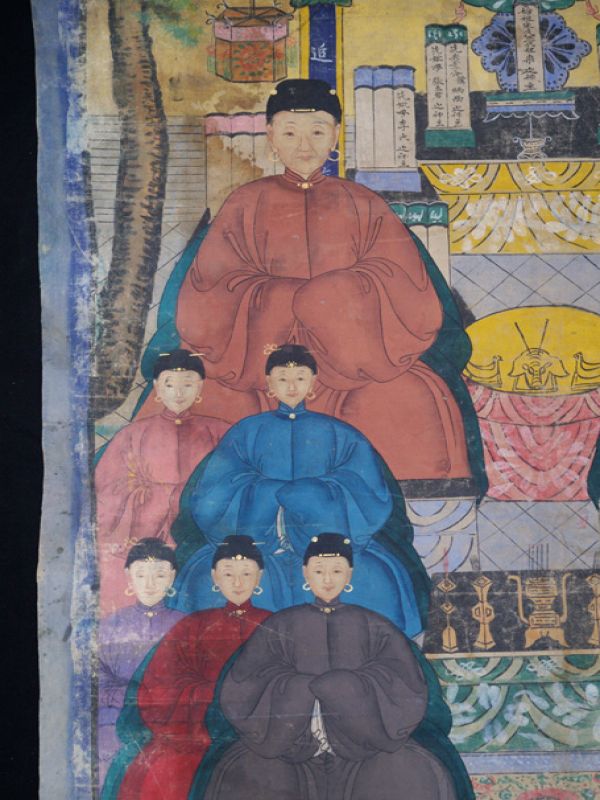 Alte chinesische Ahnen Porträtmalerei - Ahnenbilder - Familie mit 13 Zeichen 3