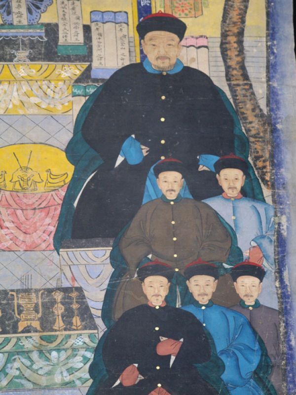 Alte chinesische Ahnen Porträtmalerei - Ahnenbilder - Familie mit 13 Zeichen 4