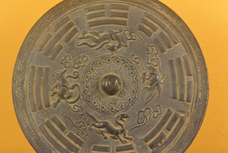 Alte chinesische Bronzespiegel Drache und Phoenix 2