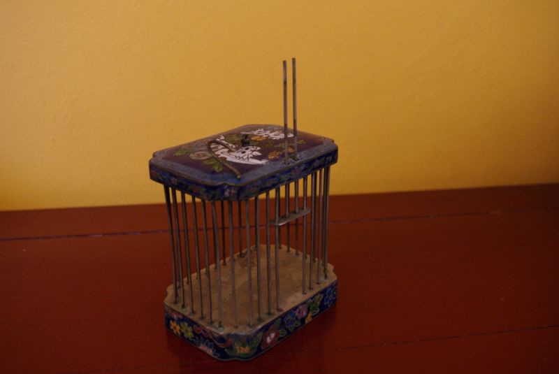 Alte chinesische Grillenkäfige Blau Cloisonne 2