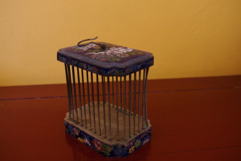 Alte chinesische Grillenkäfige Blau Cloisonne 3