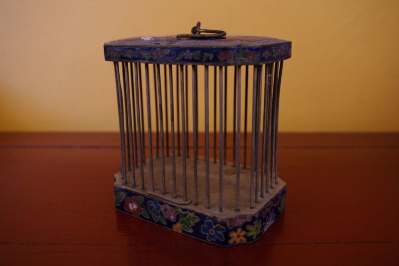 Alte chinesische Grillenkäfige Blau Cloisonne 5