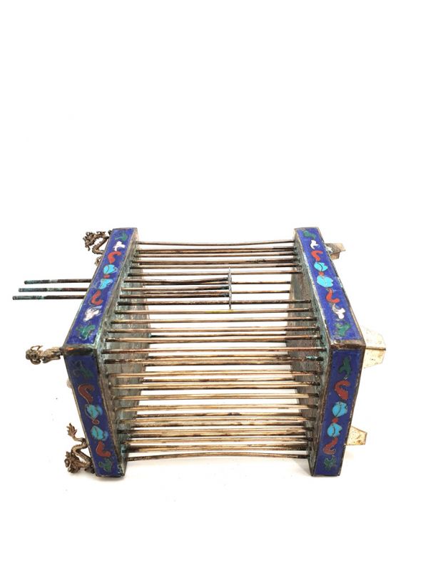 Alte chinesische Grillenkäfige Blau Cloisonne 5