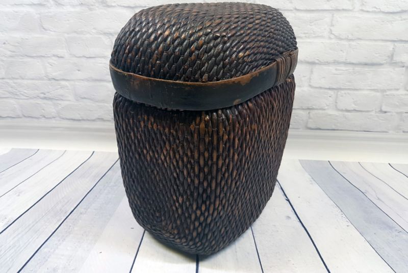 Alte chinesische großes geflochtene Box - Korbflechterei 4