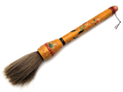 Alte chinesische Holzbürste - 80 Jahre - Blumen