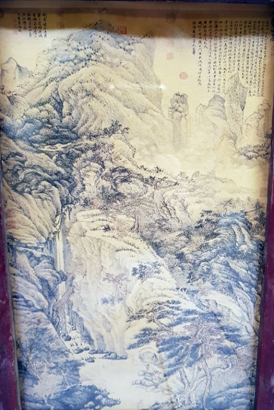 Alte chinesische Holzrahmen - Malerei - Der chinesische Berg 2